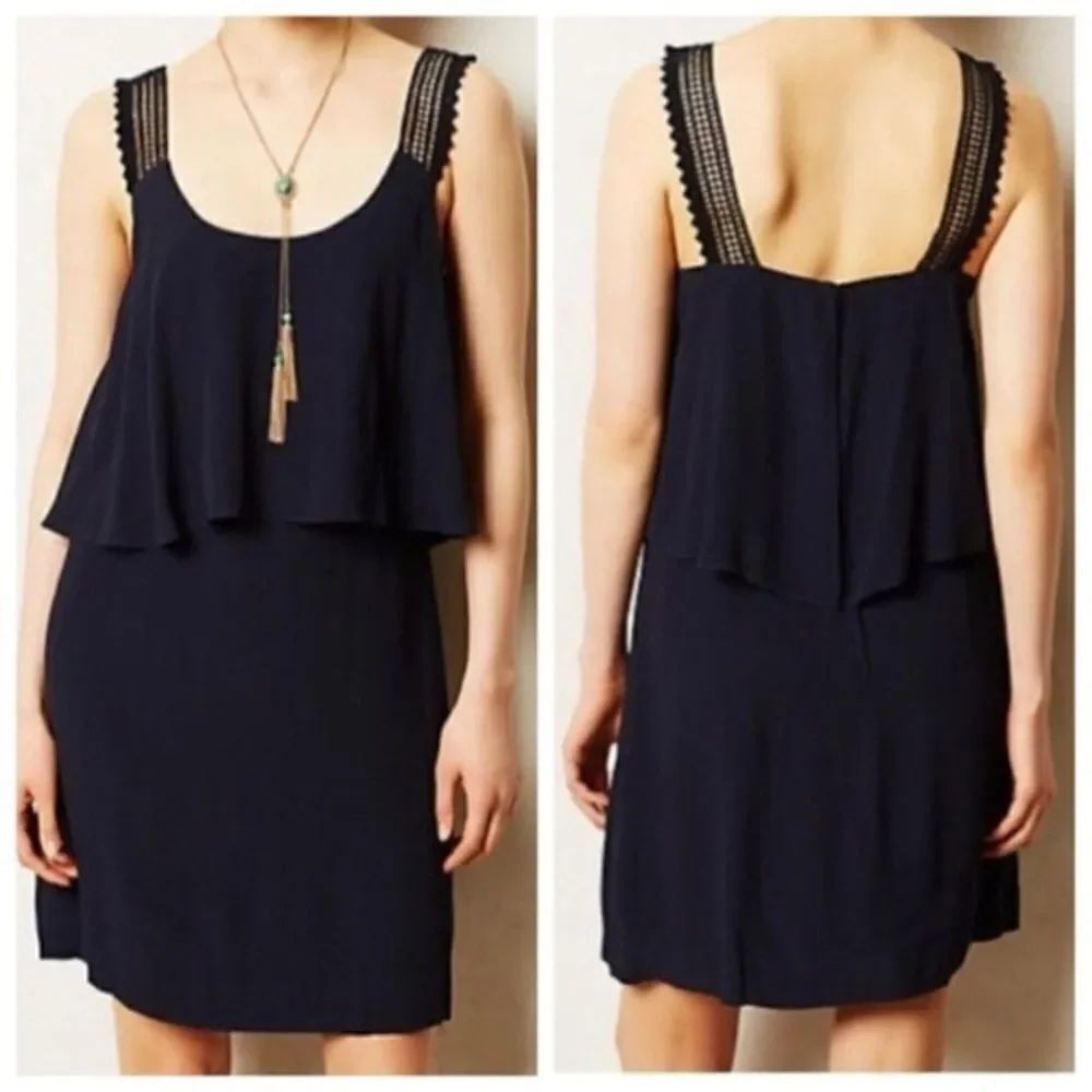 ✨ Anthropologie Maeve navy ruffle dress✨